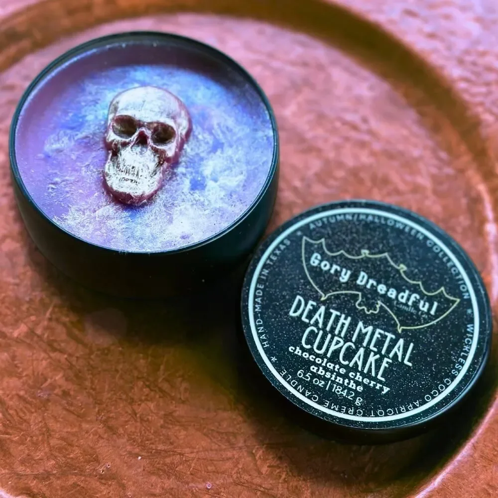 Death Metal Cupcake Wickless Candle: Chocolate Cherry Absinthe Scent
